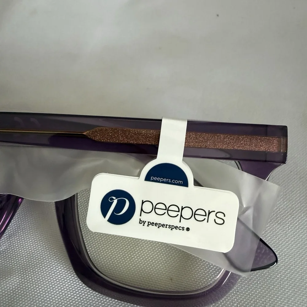 Peepers Women's Take a Bow Square Blue Light Glasses Purple Limited Edition